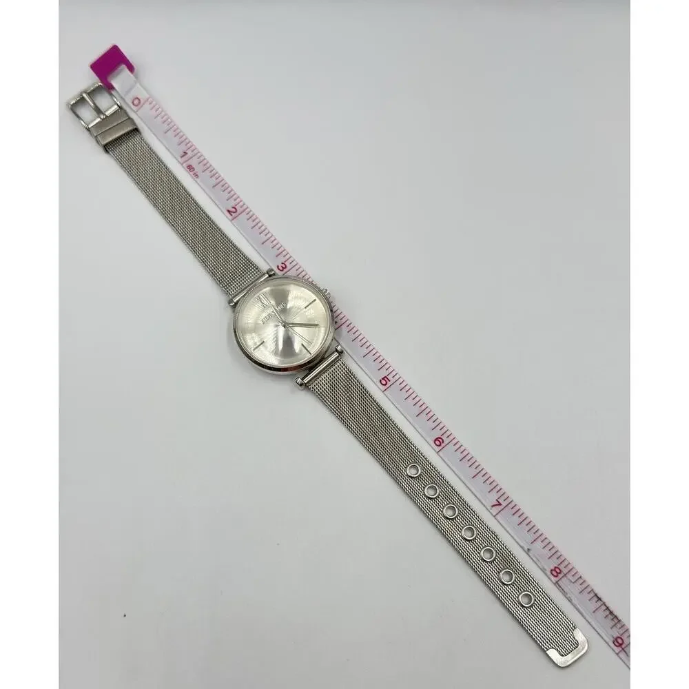 Steve Madden Silver Stainless Steel Mesh Analog Dial Watch SMWS120‎ NEW BATTERY